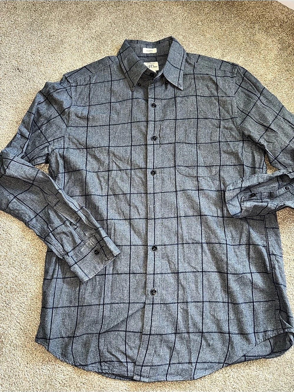 J.Crew Classic-fit brushed twill windowpane shirt Men's Plaid Button Down Shirt